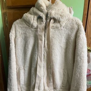 Hooded Fuzzy Zip Up Jacket